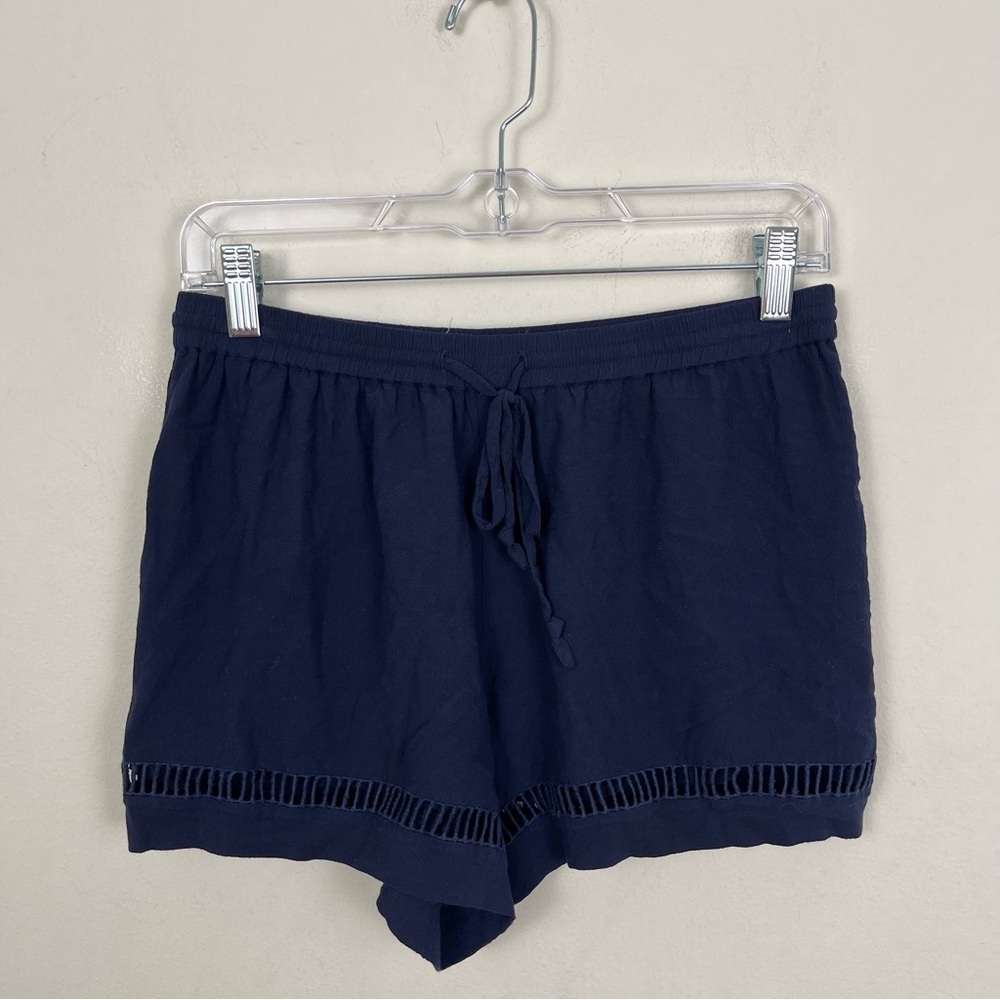 Rebecca Taylor Blue Navy Drawstring Shorts Cut Out Detail‎ Size 2